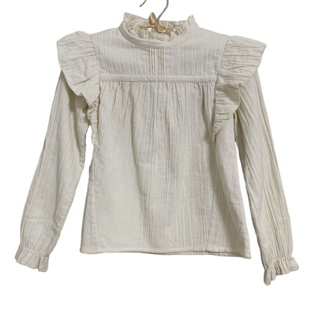 Louis Louise Paris Ruffle Shirt 10Y Girl's Amanda Gauze Cream Bohemian Top